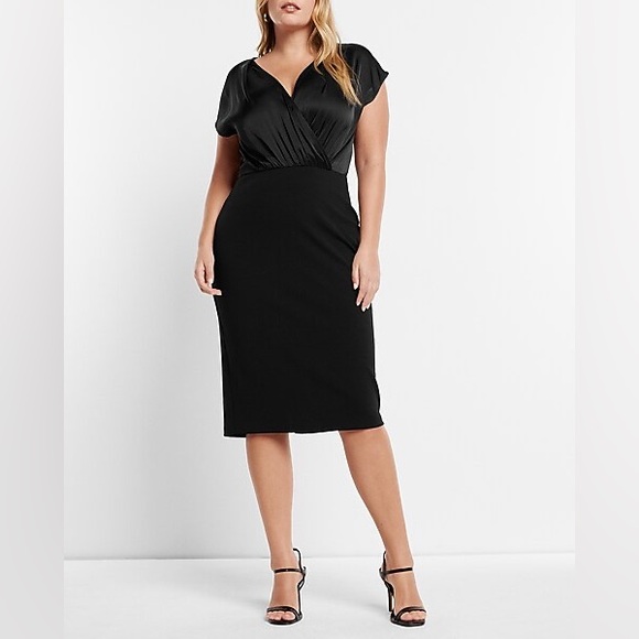 Express Elegant Black Midi Dress - Picture 1 of 8